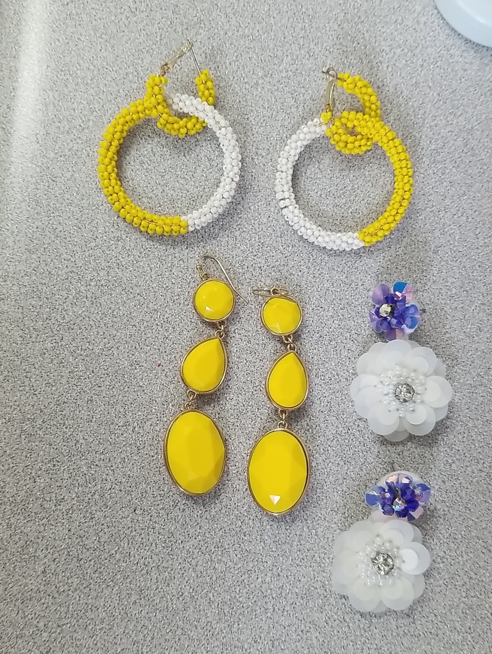 Yellow, Purple, And White Earring Bundle